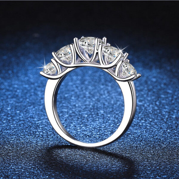 IOGOU 3.6CTTW All Moissanite Wedding Ring 5 Stone Sparkling Diamond Engagement Band Sterling Sier Jewelry for Women