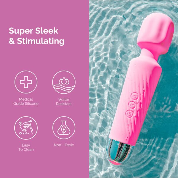 Ava Wand [Clit Stimulator Vibrators] Vibrator Woman Toy Gifts for Women 20 Patterns 8 Speeds of Pleasure Quiet & Small | Adult Sex Toys -Standard - Hot Pink