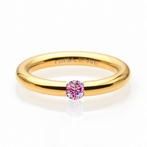 bfdbb6dbf4074968 GIGEWE Moissanite 0.3ct 4mm Round Cut Nova Blue/Pink White Titanium Steel Ring Diamond Test Passed Fashion Claw Setting Gift