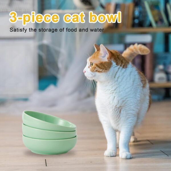 bff98f1417c90f1e Howise 5.3 in Ceramic Cat Bowls Set, Shallow Cat Food Bowl Small Pet Bowls Cat Dish for Food and Water, Green