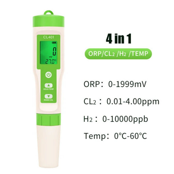 c0102dde33157444 5 in 1 Chlorine PH CL2 H2 ORP Temperature Meter Quality Tester for Pools Drinking Water Aquarium Swimming Pool