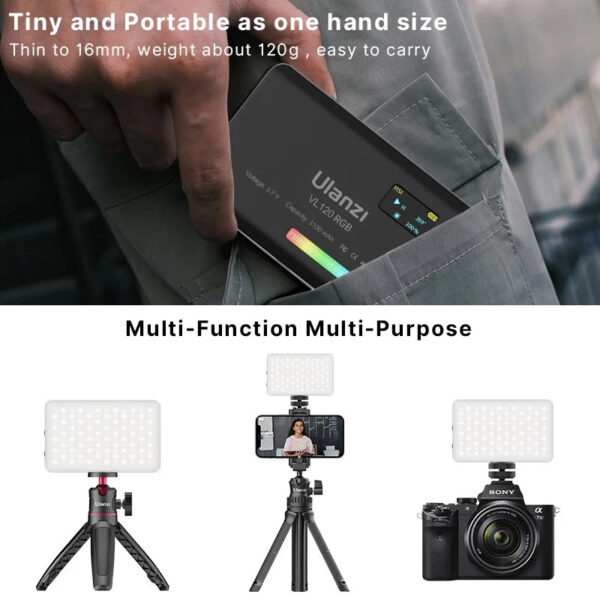 c01f13ffb0107fd8 Ulanzi VL120 Full Color RGB Video Light 2500K-9000K LED Photography Lighting Dimmable Camera Light Live Vlog Fill Light