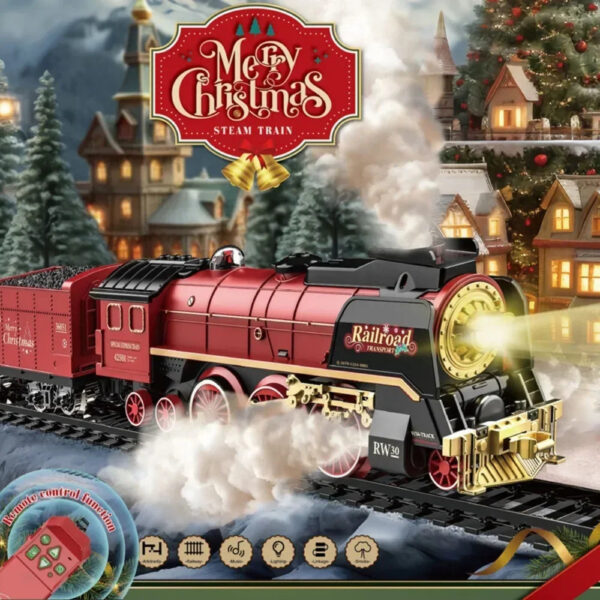 c02bc56afe1bbbe4 Christmas Series Classical Remote Control Small Tracks Electric Steam Track Train Model Lights Children's Holiday Gifts