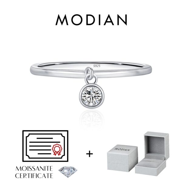 c043d890e27e572e MODIAN D Color Round Moissanite Ring 925 Sterling Silver Small Charms Sparkling Finger Rings For Women Wedding Jewelry Gift