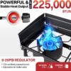 c059aebdd3cc965c 3 Burner Propane Camp Stove | 225,000 BTU Gas Burners | Side Shelves | Windscreen | Waterproof Cover | Detachable Legs | Ideal for Camping Backyard Outdoor Cooking