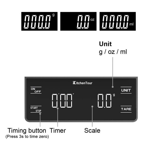 c0b9b24ace9ded98 Kitchen Tools Coffee with Timer Digital Multifunction Weighing 3kg/0.1g Pour Over Drip Espresso Scale LCD Display