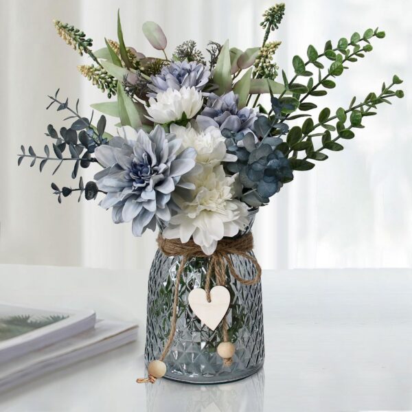 Faux Flowers in Vase,Artificial Flowers in Vase,Table Centerpieces for Dining Room,Flower Centerpieces for Tables,Fake Flowers with Vase,Kitchen Table Decor,Coffee Table Decor
