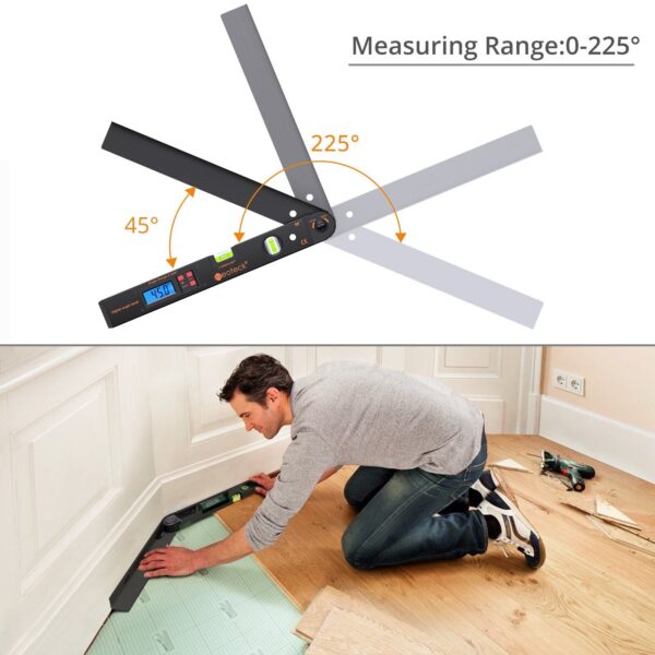Neoteck 0-225° LCD Digital Protractor Spirit Level Angle Finder Gauge Meter 400mm Electronic Measurement Tool Black Or Sier