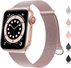 c0d87cbb4dfa7a8a OULUOQI Compatible with Apple Watch Band Series 9, Ultra/Ultra 2, SE 8 7 6 5 4 3 2 1 38mm 40mm 41mm 42mm 44mm 45mm 49mm Women and Men, Stainless Steel Milanese Loop Magnetic Clasp Replacement for