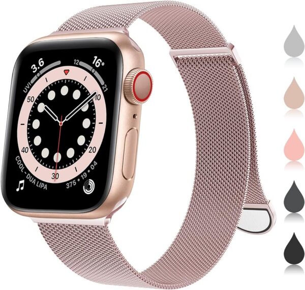 c0d87cbb4dfa7a8a OULUOQI Compatible with Apple Watch Band Series 9, Ultra/Ultra 2, SE 8 7 6 5 4 3 2 1 38mm 40mm 41mm 42mm 44mm 45mm 49mm Women and Men, Stainless Steel Milanese Loop Magnetic Clasp Replacement for