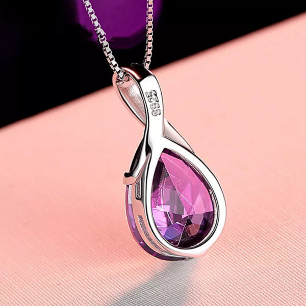 Buyee Sterling Sier Stone Pendant Light Natural Amethyst Necklace for Woman Girl Family Party Fine Jewelry Chain