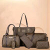 c0f48bb84e1127d9 6pcs Tote Bag Boston Bag Clutch Purse Set, PU Leather Textured Shoulder Bag, Casual Versatile Commuter Bag