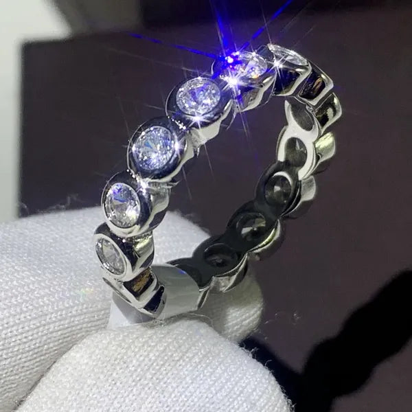 c0fe70f1504ac2ba 2020 Sparkling Jewelry Sterling Sier White Topaz CZ Diamond Gemstones Promise Women Wedding Engagement Band Ring For Lover Gift