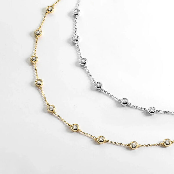 c113d4099913d78e 3mm D Color Full Moissanite Tennis Necklace with Certificate Sterling Sier Bezel Set Bubble Round Cut Diamond Neck Chain