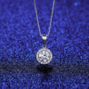 c11af347e0baff3c CZCITY Moissanite Diamond Pendant Necklaces Round Classic Simple For Women Sterling Sier Chain Trending Iced 1CT