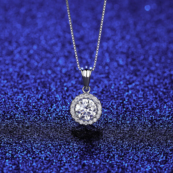 c11af347e0baff3c CZCITY Moissanite Diamond Pendant Necklaces Round Classic Simple For Women Sterling Sier Chain Trending Iced 1CT