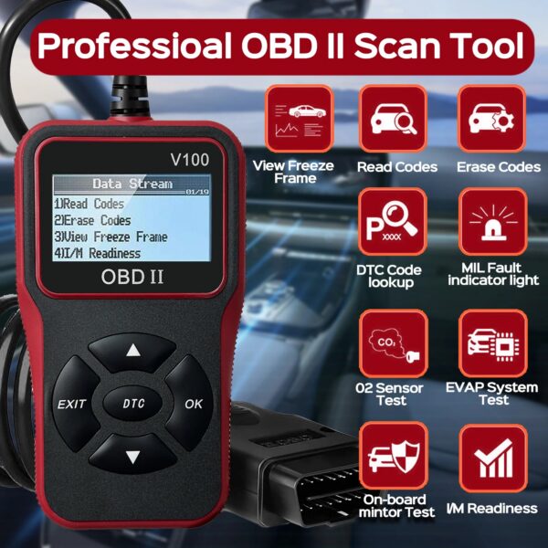 c124dd3b02466f3e Car Code Reader, OBD2 Scanner Check Engine Light Fault Scanner CAN Battery Test Diagnostic Scan Tool