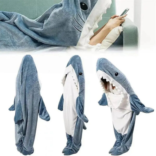 c13c89800dadec56 1pc New Shark Adult Wearable Winter Warm Blanket Hooded Playsuit Onesie Funny Sleeping Bag For Slumber Party