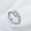 Classic Brand Designer S Designers Ring Sier Plated for Women Open Snake Pattern Easy to Deform Lady Bone Rings Full Diamond Top Level Gift Casual Fashion Party