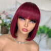 c151d5802f69d085 99J Colored Short 180D Straight Brazilian Human Hair Bob Wigs with Bangs Remy Full hine Made for Women Hightlight Bury