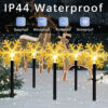 c155cbce6b899fcb Outdoor Christmas Snowflake Star Solar Powered Lawn Light Set Of 5PCS Waterproof Pathway Stake Lights