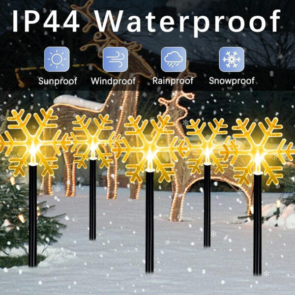 c155cbce6b899fcb Outdoor Christmas Snowflake Star Solar Powered Lawn Light Set Of 5PCS Waterproof Pathway Stake Lights