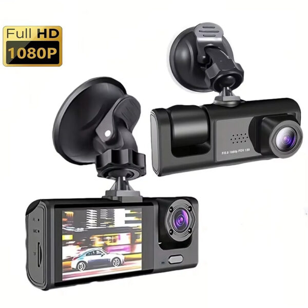c162af2bb61160d2 3 Channel Car DVR HD 1080P 3-Lens Inside Vehicle Dash CamThree Way Camera DVRs Recorder Video Registrator Dashcam Camcorder