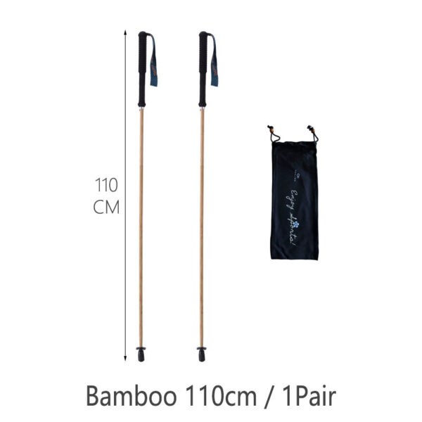 Bamboo Trekking Poles Carbon Fiber Hiking Portable 5-Section Foldable Outdoor Walking Sticks Walk Cane Climbing Equipment