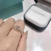 2024 designer ring Double Ring Serling Sier Plaed Rose Gold Opening Inlaid With Diamond Half Wedding Anniversary for women gift with boxq1