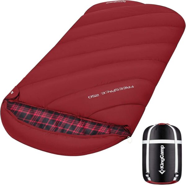 c1766dd1a96d4194 KingCamp XXL Sleeping Bag for Adults 3-4 Season Large Wide Flannel Liner Single Warm Waterproof Lightweight for Camping Hiking Backpacking Outdoor with Compression Sack