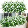 c1778866536b1ba3 24 Bundles Outdoor Artificial Flowers UV Resistant Fake Boxwood Plants, Faux Greenery for Indoor Outside Hanging Plants Garden Porch Window Box Home Wedding Farmhouse Décor (Magenta)