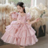 Baby wedding Party Dress Round neck printing princess Teens Kids Dresses Pageant Gown Girls dress Children’s wear