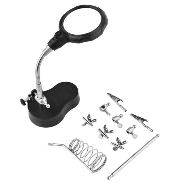 3.5X 12X Auxiliary Clip Magnifier Electric Soldering Circuit Board Welding Iron Magnifying Glass Bracket Tools