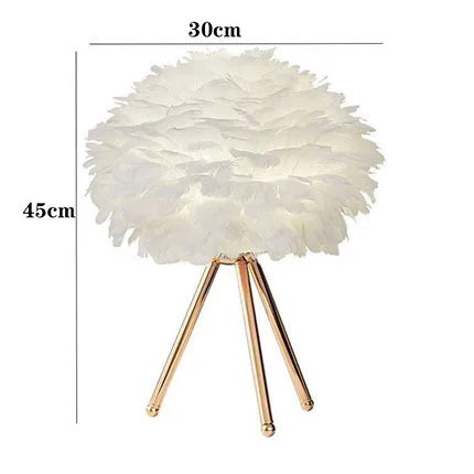 New feather ins Nordic bed decorated gold triangle bedroom led lamp