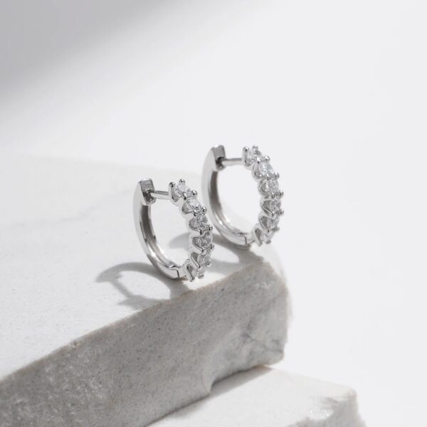 MODIAN D Color Moissanite Small Hoop Earrings 925 Sterling Silver Hollow Sparkling Ear Buckles For Women Wedding Fine Jewelry