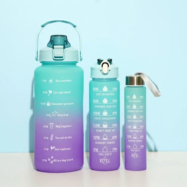 c1f5648a11f1c4b3 3Pcs Gradient Plastic Set Large Capacity Sports Water Bottle Outdoor Travel Gym Fiess Jugs Student Portable Cup WIth Straw