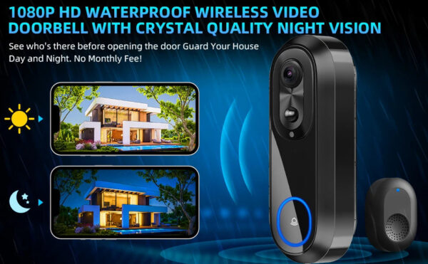 c1f991991a24ea1c 5G 2.4G WiFi Video Doorbell 1080P Wireless Bell Tuya APP Smart Intercom Camera IP65 Waterproof Ring Bell with 7000mAh Battery
