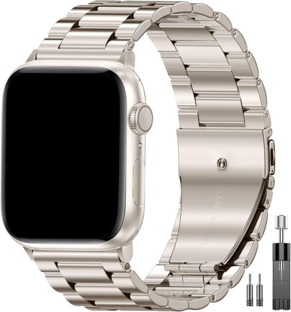 c202d50507732349 EPULY Compatible with Apple Watch Band 42mm 44mm 45mm 38mm 40mm 41mm, Business Stainless Steel Metal Wristband for iWatch SE & Series 7 6 5 4 3 2 1 for Men Women (Silver, 41mm 40mm 38mm)