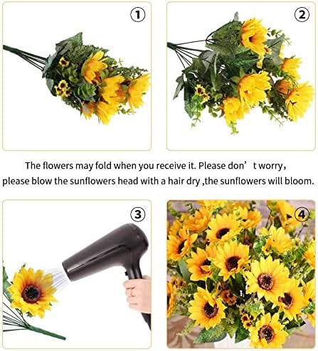 c2050f207dcad0a7 AmyHomie Artificial Sunflower Bouquets,2 Bunches Fake Wildflowers for Baby Shower Home Wedding Spring Decor, Bride Holding Flowers,DIY Garden Craft Art Decor