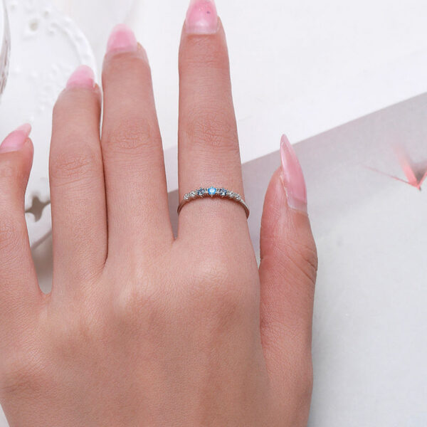 Modian Sterg Sier Simple Stackable Fashion Thin Finger Ring Charm Blue Zirconia Rings For Women Wedding Fine Jewelry