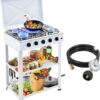 5 Burner Propane Gas Stove,400000BTU Portable Gas Stove with Support Leg Stand and Wind Blocking Cover Adapter Auto Ignition Camping Stove,propane burner for RV, Apartment, Outdoor Cooking