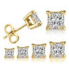 IOGOU 925 Sterling Silver Stud Earrings For Women 4-Claws Square Zirconia Earring Wedding Engagement Bridal Diamond Jewelry Gift