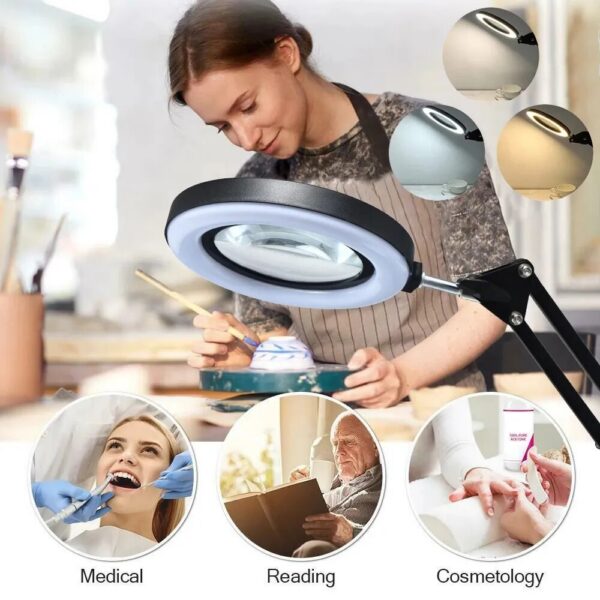 c242414d079ebd36 72LED 8X/10X NEW Illuminated Magnifier USB 3 Colors LED Magnifying Glass for Soldering Iron Repair/Table Lamp/Skincare Beauty