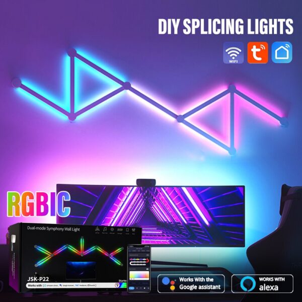 c2433180b7fc27db WIFI LED Smart Wall Lamp RGBIC Bar DIY Atmosphere Night Light APP Music Rhythm TV Backlight Bedroom Game Room Decoration