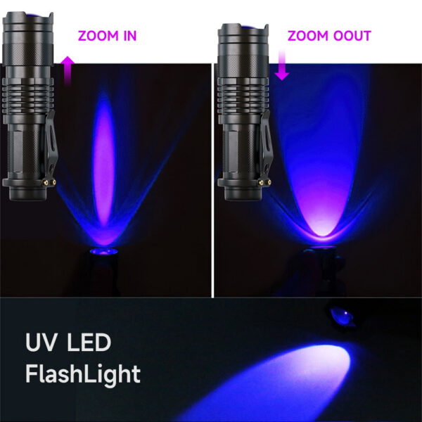 c2475b6fa69d450a UV LED Flashlight Portable Blacklight 395nm Wavelength Violet Light Pet Urine Scorpion Feminine Hygiene Detector Torch