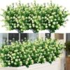 c2759bf802615ab1 24 Bundles Outdoor Artificial Flowers UV Resistant Fake Boxwood Plants, Faux Greenery for Indoor Outside Hanging Plants Garden Porch Window Box Home Wedding Farmhouse Décor (Magenta)