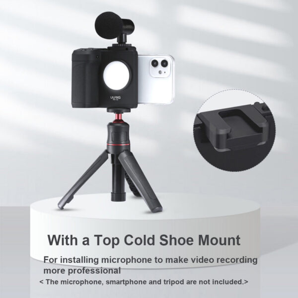 UURIG PH-10 Wireless Handle G rip Holder Stabilizer Smartphone Vlog Remote Control 1/4"LED Light for i Phone Android