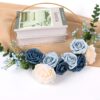 18pcs Babys Breath Eucalyptus Leaves Bouquet Blue Gypsophila Artificial Flowers and Faux Greenery for Home Decor