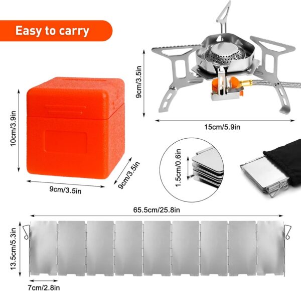 c29ff9956f03bdb9 SUPRBIRD Campingkocher 3500W Klein Faltbar Camping Gaskocher mit Piezozündung,klappbare Windschutzscheiben,Adapter Gasherd,Mini Gasbrenner für Outdoor Picknick Trekking Hiking reise,kissen,nackenrol