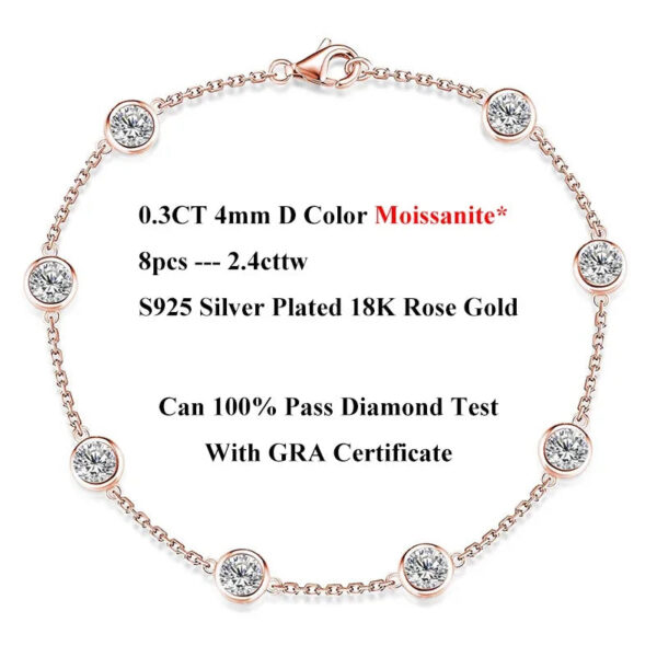 EWYA D Color Full 3/3.5mm Round Bubble Moissanite Diamond Tennis Necklace for Women Party S Sier 2-Layer Neck Chain